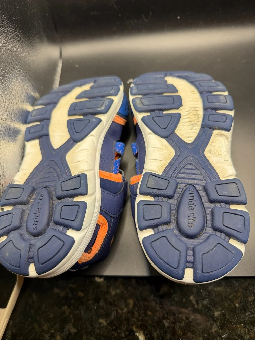 Kids Navy and Orange Hook-and-Loop Sneakers — Lightweight Active Shoes
